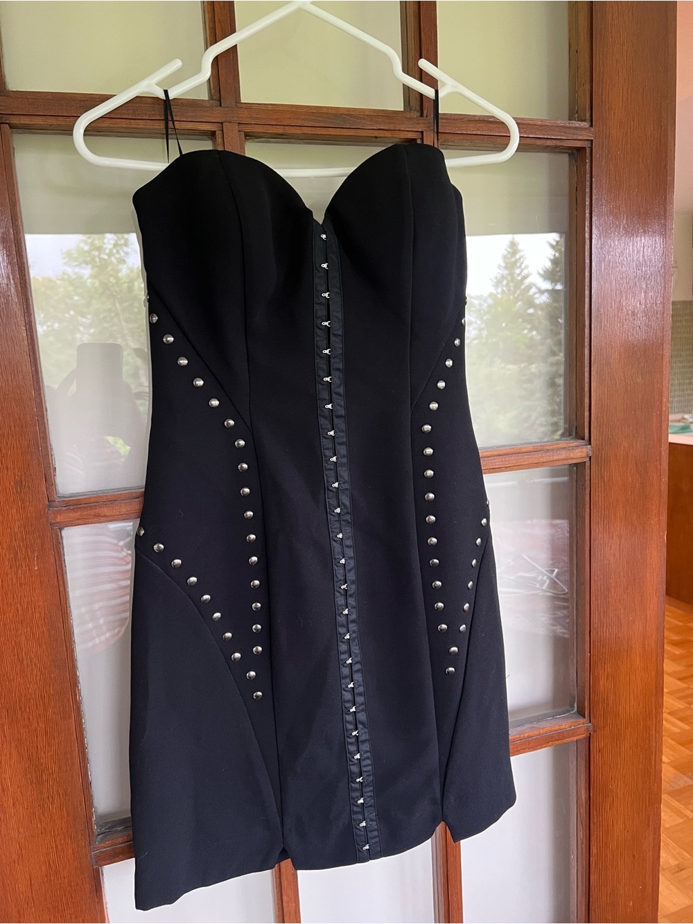 GUESS Black Studded Strapless Dress